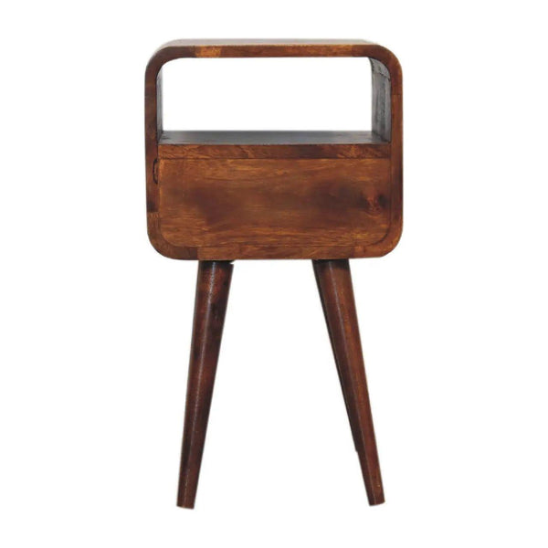 Mini Chestnut Bedside Table - Solid Mango Wood, Nordic Style, 1 Drawer