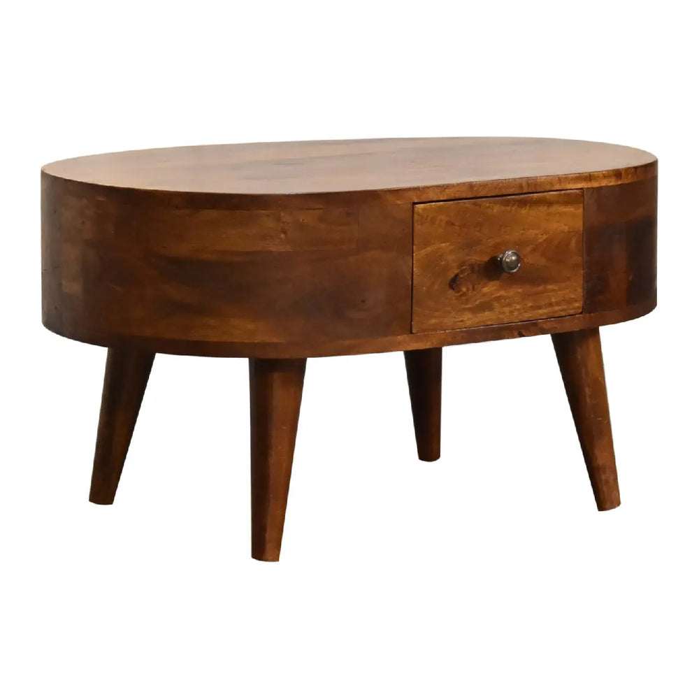 Wooden Coffee Table – Mini Solid Mango Wood Coffee Table in Chestnut Finish