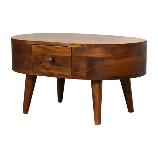 Wooden Coffee Table – Mini Solid Mango Wood Coffee Table in Chestnut Finish