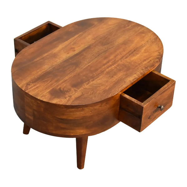 Wooden Coffee Table – Mini Solid Mango Wood Coffee Table in Chestnut Finish