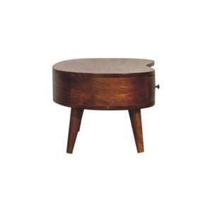 Mini Chestnut Wave Coffee Table – Solid Mango Wood, Nordic Style, Compact Storage, Modern Design, Chestnut Finish for Small Spaces