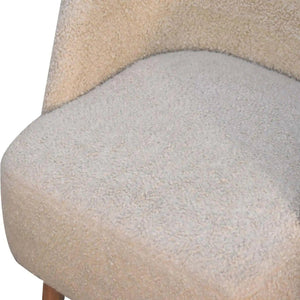 Cream Bouclé Tub Chair - Handcrafted Mango Wood Frame, Soft Cotton Upholstery