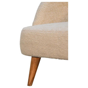Cream Bouclé Tub Chair - Handcrafted Mango Wood Frame, Soft Cotton Upholstery