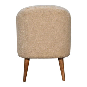 Cream Bouclé Tub Chair - Handcrafted Mango Wood Frame, Soft Cotton Upholstery