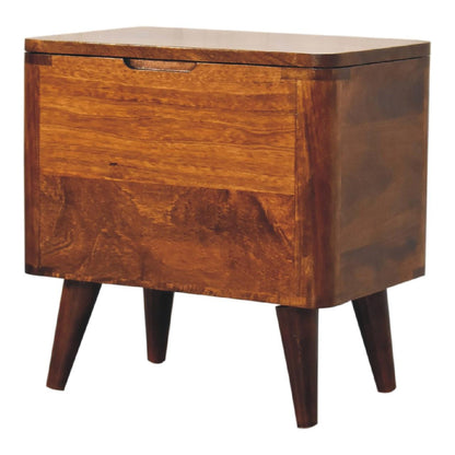 Chestnut Lid-up Storage Stool - Living with Luxury