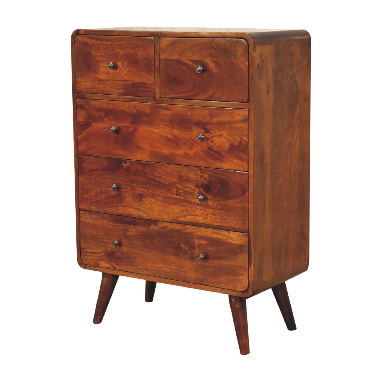 2 over 3 Curved Chestnut Chest - Living with Luxury