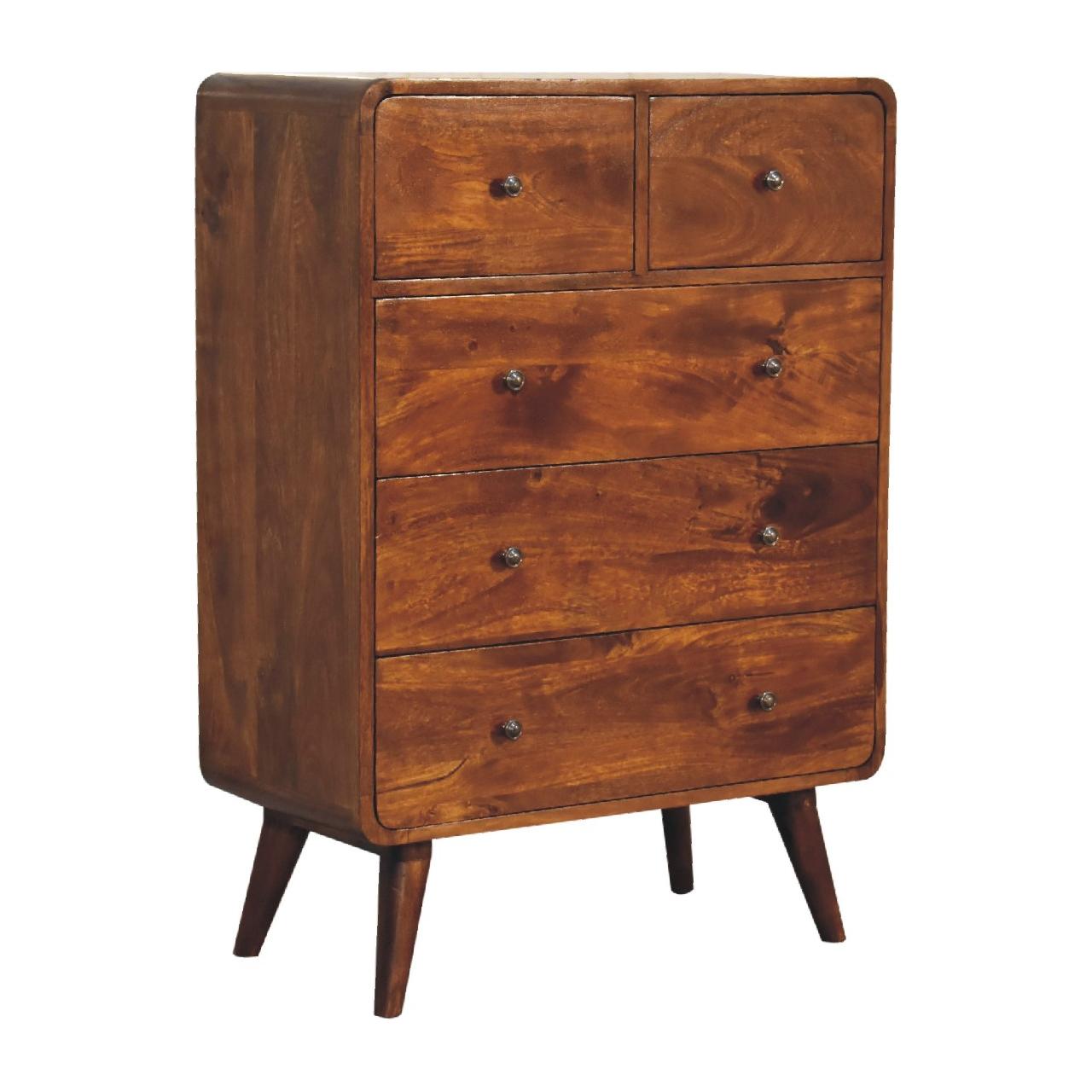 2 over 3 Curved Chestnut Chest - Living with Luxury