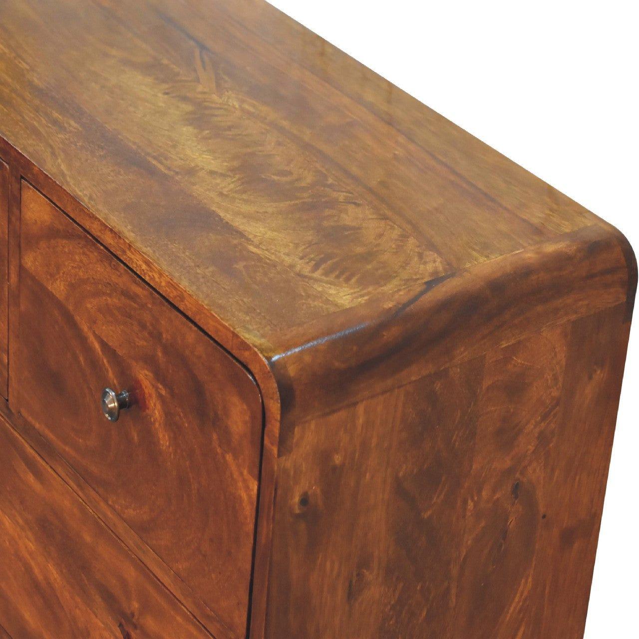 2 over 3 Curved Chestnut Chest - Living with Luxury
