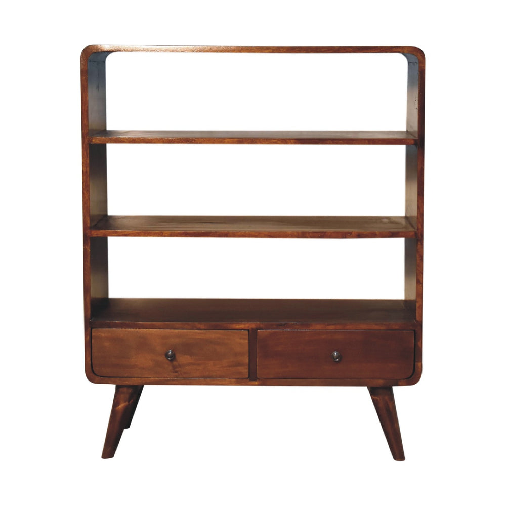 Curved Chestnut Low Bookcase - Living with Luxury