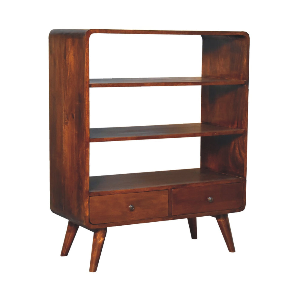 Curved Chestnut Low Bookcase - Living with Luxury
