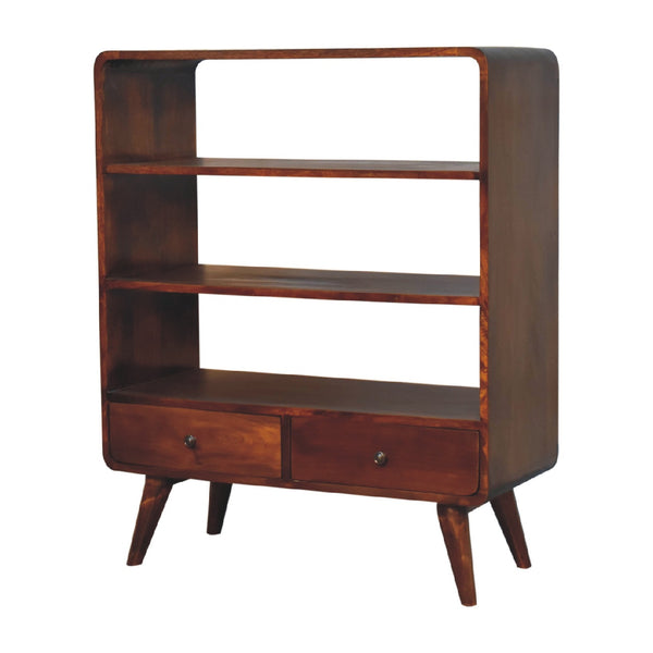 Curved Chestnut Low Bookcase - Living with Luxury