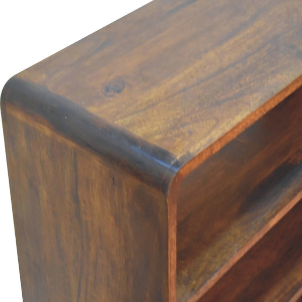 Curved Chestnut Low Bookcase - Living with Luxury