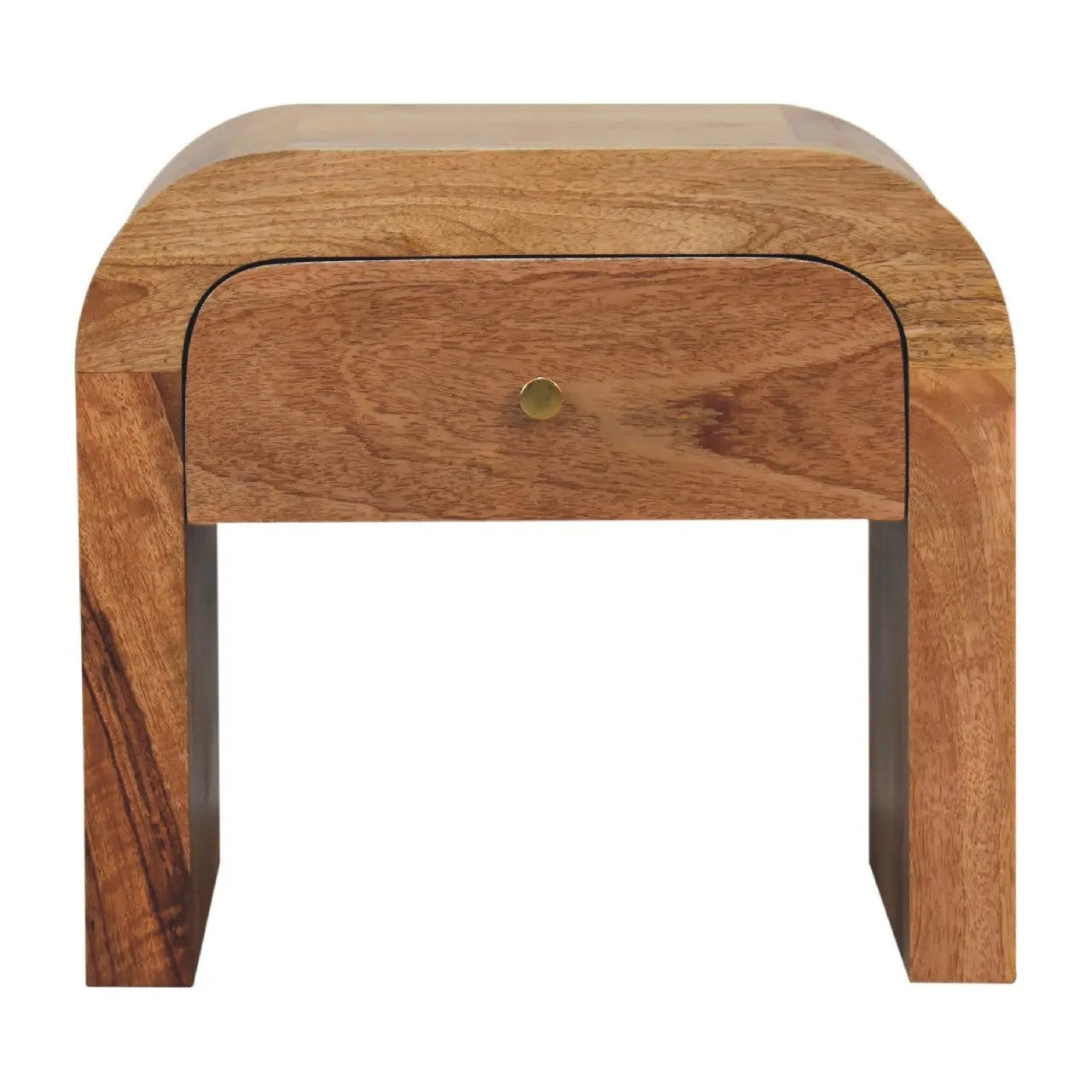 Darcy Bedside Table Solid Mango Wood Brass Knob