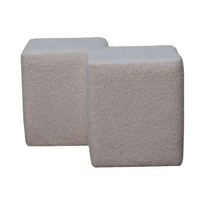 White Boucle Twin Footstool - Living with Luxury