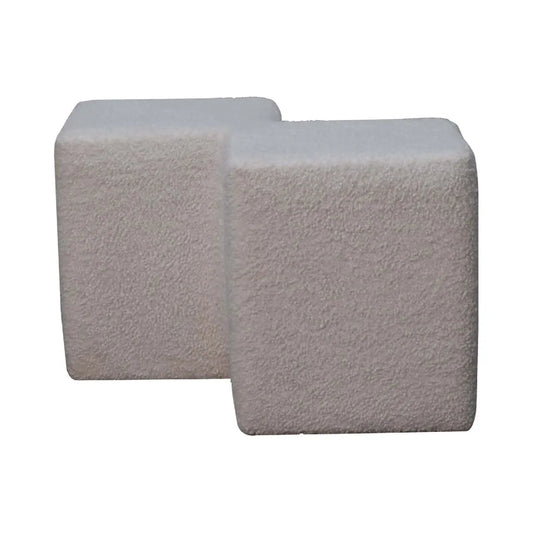White Boucle Twin Footstool - Living with Luxury