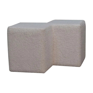 White Boucle Footstool – Comfortable Twin-Shape Design for Bedrooms & Living Rooms