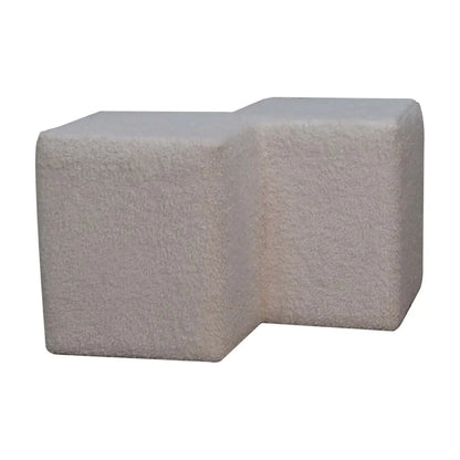 White Boucle Twin Footstool - Living with Luxury