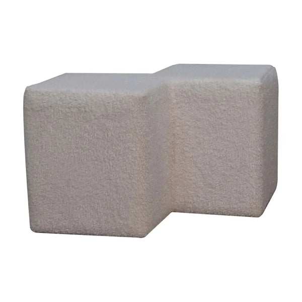 White Boucle Footstool – Comfortable Twin-Shape Design for Bedrooms & Living Rooms