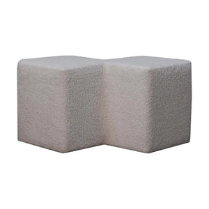 White Boucle Footstool – Comfortable Twin-Shape Design for Bedrooms & Living Rooms