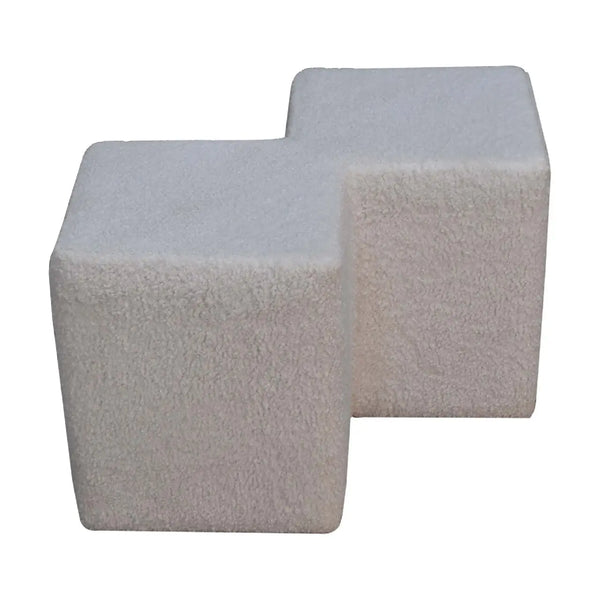 White Boucle Footstool – Comfortable Twin-Shape Design for Bedrooms & Living Rooms