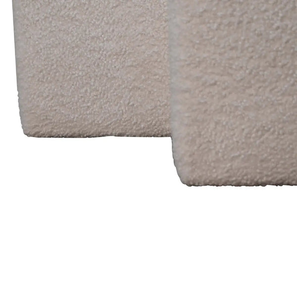 White Boucle Footstool – Comfortable Twin-Shape Design for Bedrooms & Living Rooms