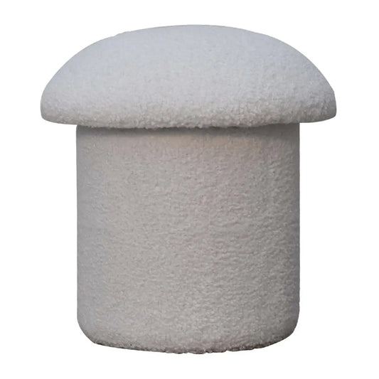 White Boucle Mushroom Footstool - Living with Luxury
