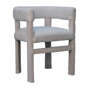White Bouclé Occasional Chair – Modern Upholstered Accent Chair