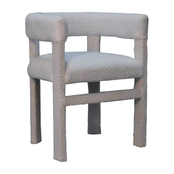 White Bouclé Occasional Chair – Modern Upholstered Accent Chair