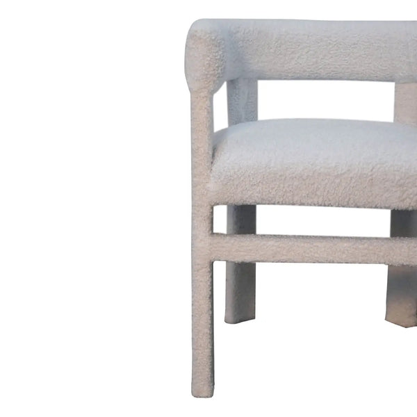 White Bouclé Occasional Chair – Modern Upholstered Accent Chair