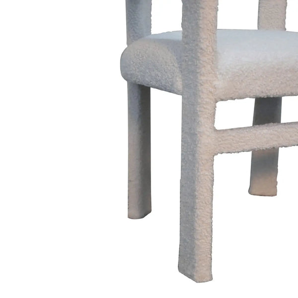 White Bouclé Occasional Chair – Modern Upholstered Accent Chair