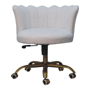 Premium Boucle Chair – Snow White Swivel Accent Chair for Bedroom or Study Room