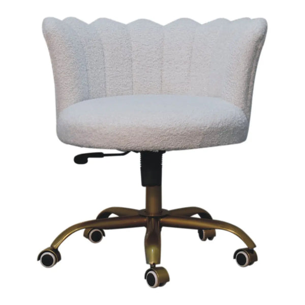 Premium Boucle Chair – Snow White Swivel Accent Chair for Bedroom or Study Room