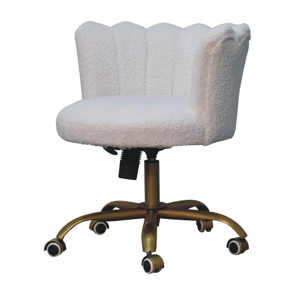 Premium Boucle Chair – Snow White Swivel Accent Chair for Bedroom or Study Room