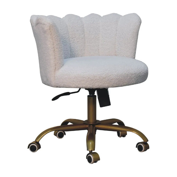 Premium Boucle Chair – Snow White Swivel Accent Chair for Bedroom or Study Room