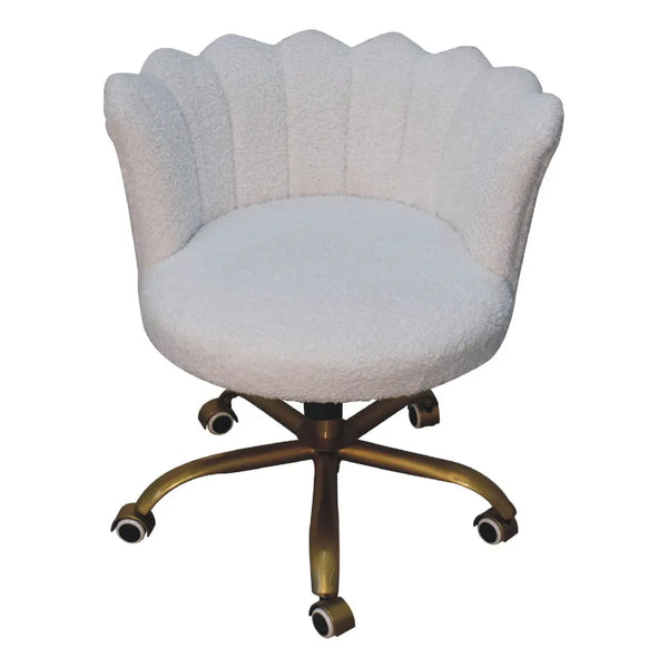 Premium Boucle Chair – Snow White Swivel Accent Chair for Bedroom or Study Room