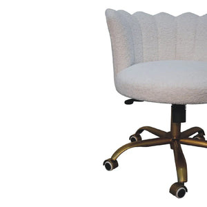 Premium Boucle Chair – Snow White Swivel Accent Chair for Bedroom or Study Room