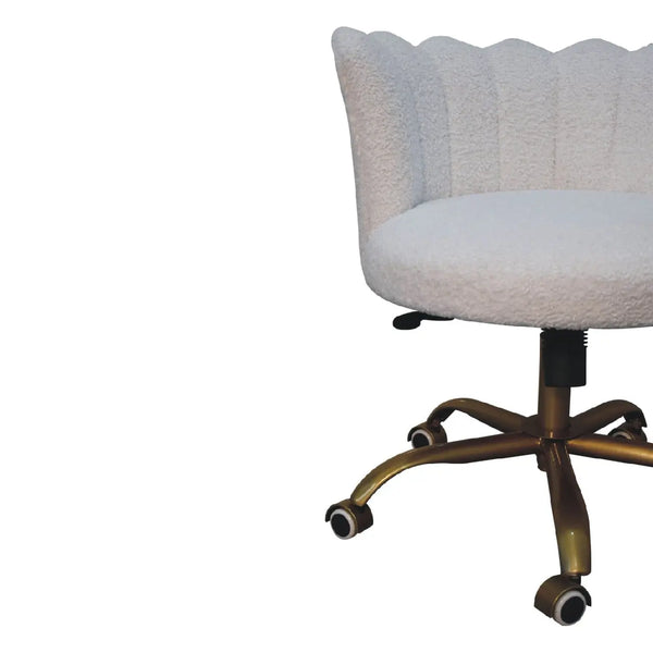 Premium Boucle Chair – Snow White Swivel Accent Chair for Bedroom or Study Room