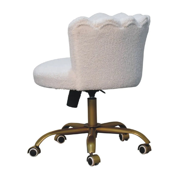 Premium Boucle Chair – Snow White Swivel Accent Chair for Bedroom or Study Room