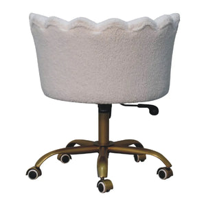 Premium Boucle Chair – Snow White Swivel Accent Chair for Bedroom or Study Room