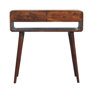 Sonata Chestnut Console Table – 100% Solid Mango Wood, Nordic Design, 2 Drawers & Open Slot, Modern Storage Solution