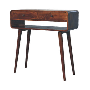 Sonata Chestnut Console Table – 100% Solid Mango Wood, Nordic Design, 2 Drawers & Open Slot, Modern Storage Solution