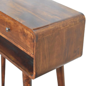 Sonata Chestnut Console Table – 100% Solid Mango Wood, Nordic Design, 2 Drawers & Open Slot, Modern Storage Solution