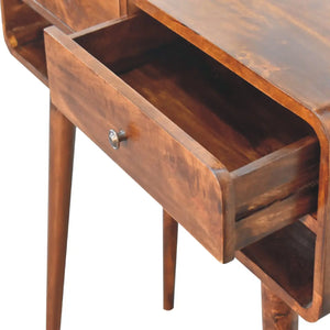 Sonata Chestnut Console Table – 100% Solid Mango Wood, Nordic Design, 2 Drawers & Open Slot, Modern Storage Solution