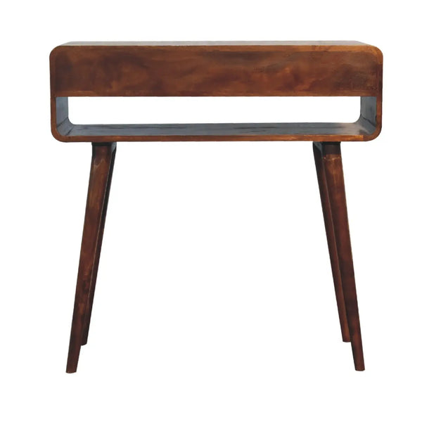 Sonata Chestnut Console Table – 100% Solid Mango Wood, Nordic Design, 2 Drawers & Open Slot, Modern Storage Solution