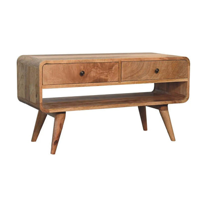 Reverse Curve Oak-ish Media Unit - Living with Luxury
