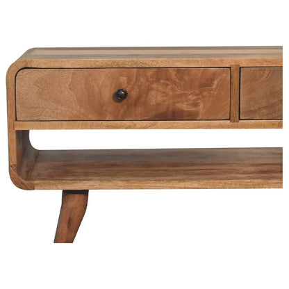 Reverse Curve Oak-ish Media Unit - Living with Luxury