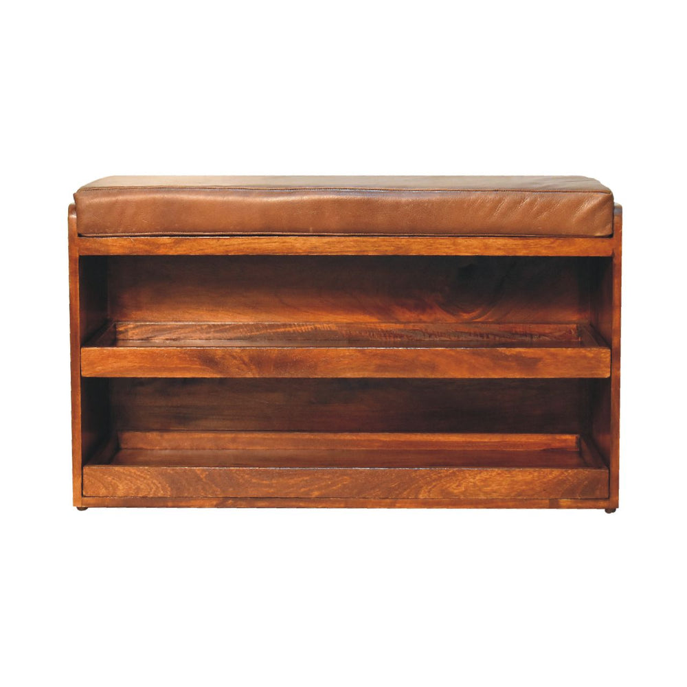 Buffalo Pull out Chestnut Shoe Bench - Living with Luxury