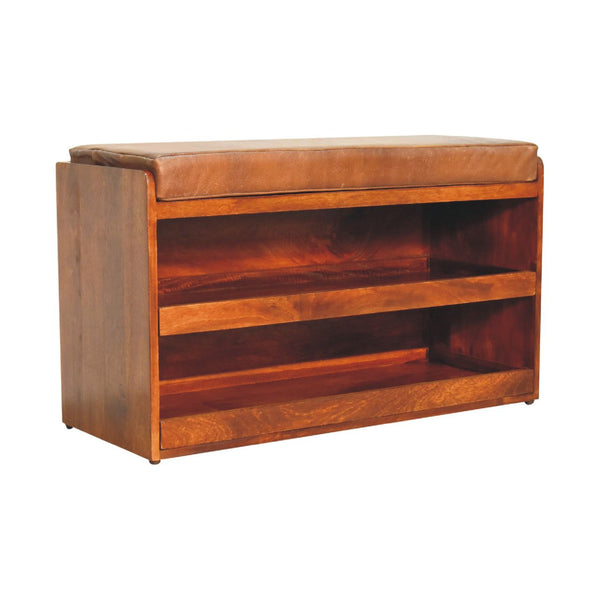 Buffalo Pull out Chestnut Shoe Bench - Living with Luxury