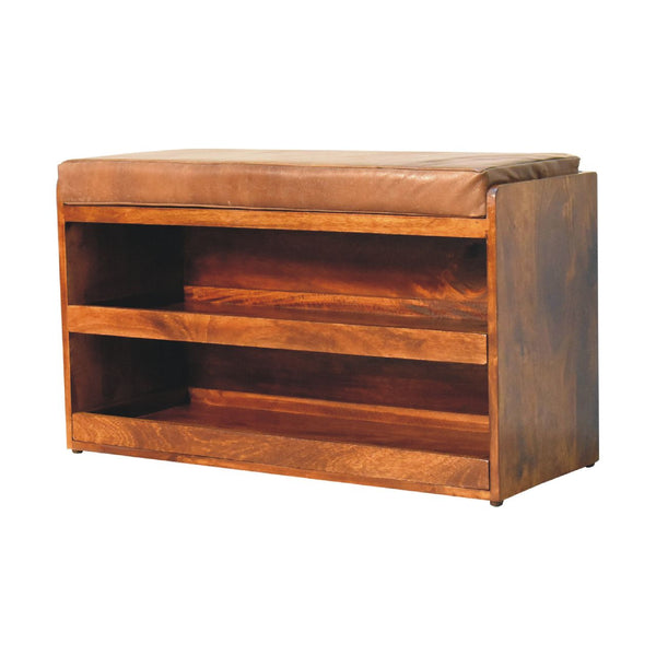 Buffalo Pull out Chestnut Shoe Bench - Living with Luxury