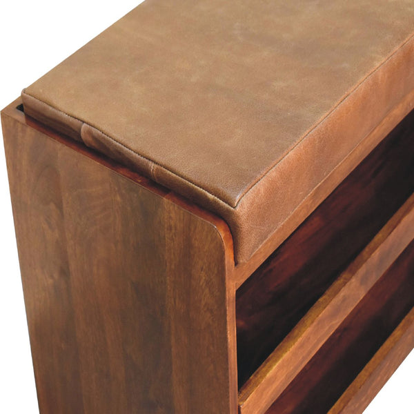 Buffalo Pull out Chestnut Shoe Bench - Living with Luxury